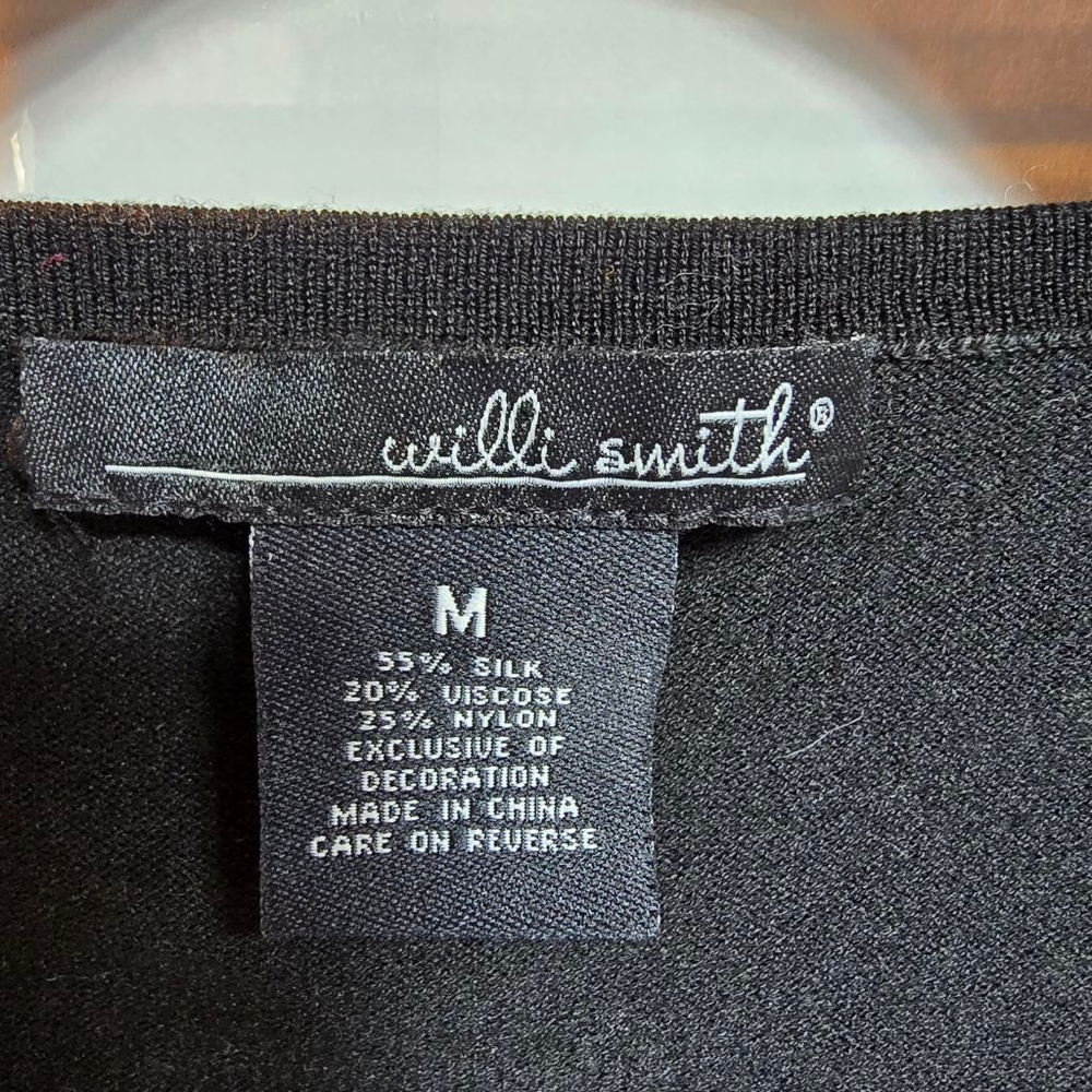 Women's Willi Smith Black Gold Embellished V-Neck Sweater M - Picture 3 of 5